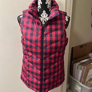 Land’s End Red and Black Checkered Puffy Vest